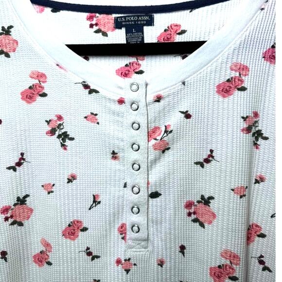 US POLO ASSN WOMENS HENLEY SNAP FRONT ROSE SWEAT SHIRT SZ L - Picture 5 of 6